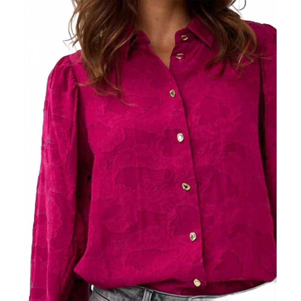 NEW ESQUALO bloom jaquard blouse in fushcia